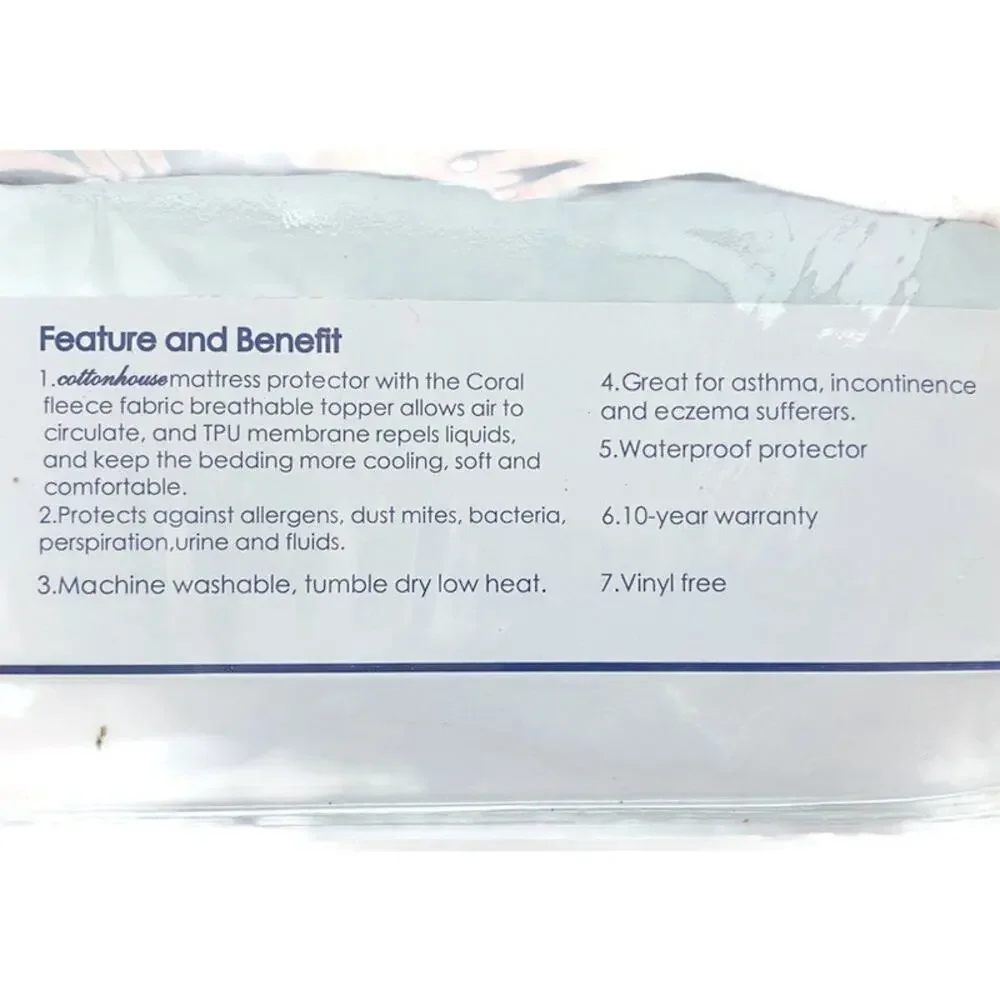 Cotton House Waterproof Full Mattress Protector White Cotton - NEW